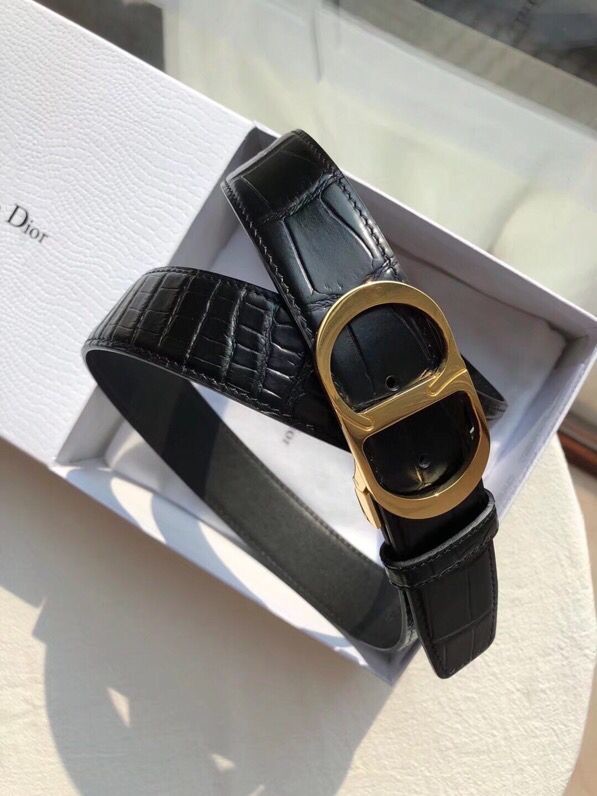 Dior Leather belt with stainless steel CD buckle