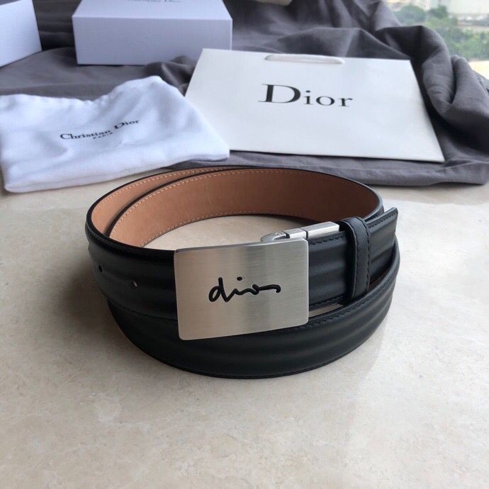 Dior Men s belt width 3.5cm exquisite rotating buckle cowhide belt