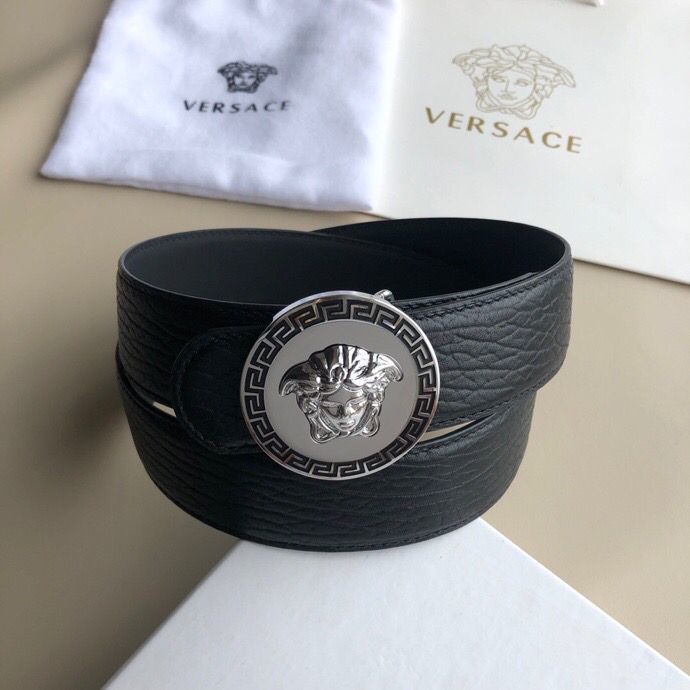 Versace Men s black leather belt 3.8cm