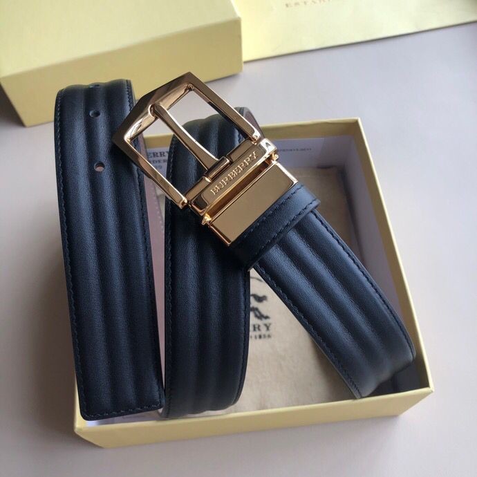 Burberry Men s black leather belt 3.5cm