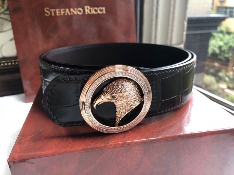 Stefano Ricci Stainless steel eagle head hanging buckle men s belt width 3.8cm