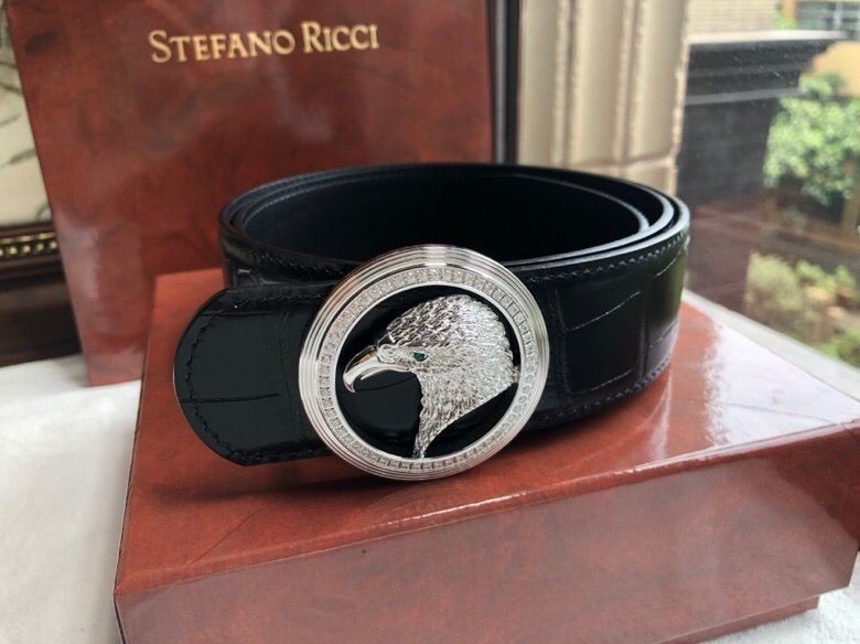 Stefano Ricci Stainless steel eagle head hanging buckle men s belt width 3.8cm