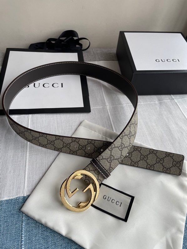 Gucci Men s PVC GG stainless steel metal buckle 38mm belt