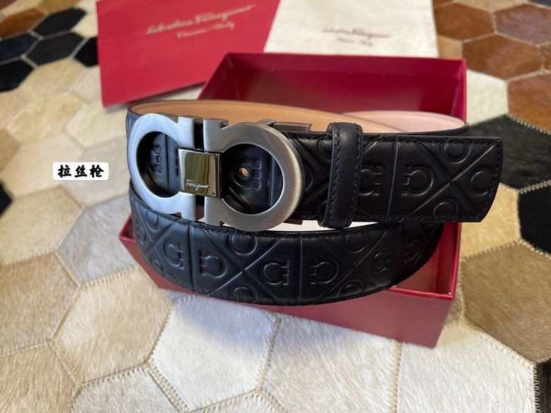 Ferragamo Men s 3.5cm exquisite horseshoe metal buckle men s belt