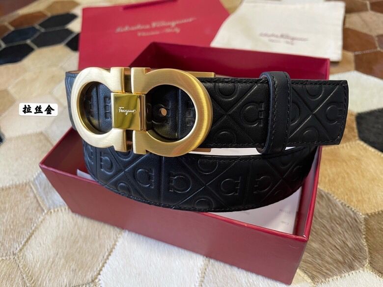 Ferragamo Men s 3.5cm exquisite horseshoe metal buckle men s belt