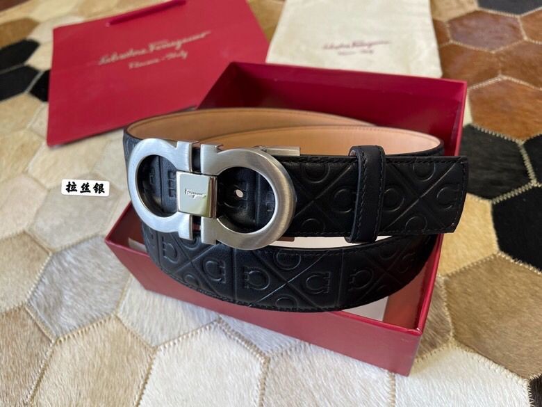 Ferragamo Men s 3.5cm exquisite horseshoe metal buckle men s belt