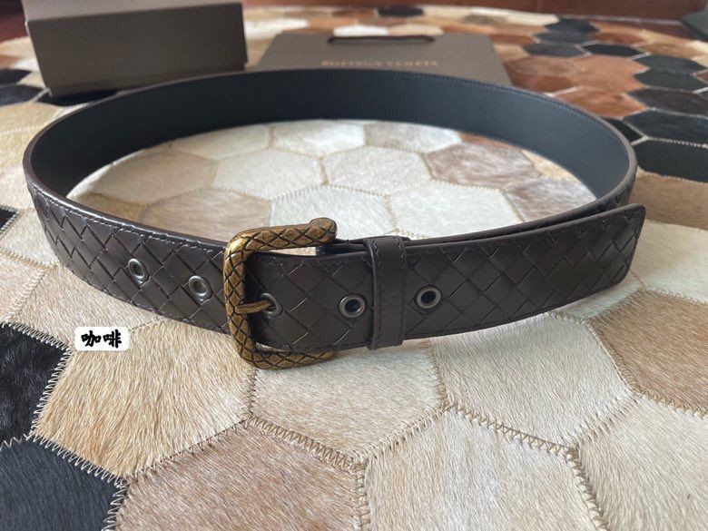 Bottega Veneta Men s hand-woven cowhide pattern carved buckle belt 3.5cm