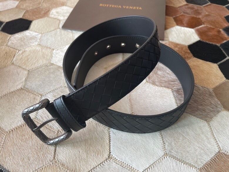 Bottega Veneta Men s hand-woven cowhide pattern carved buckle belt 3.5cm