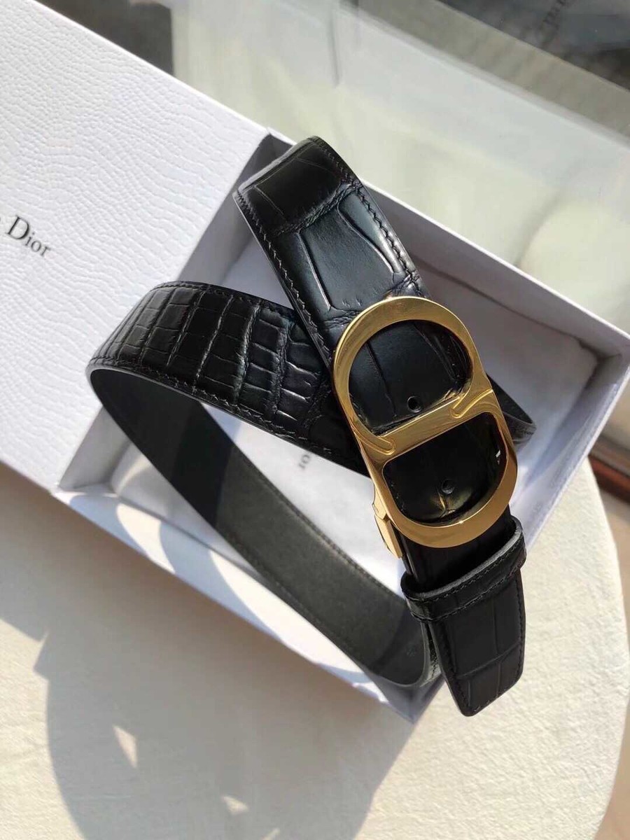 Dior Stainless steel CD buckle leather men s belt width 3.5cm