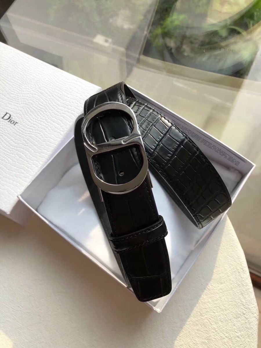 Dior Stainless steel CD buckle leather men s belt width 3.5cm