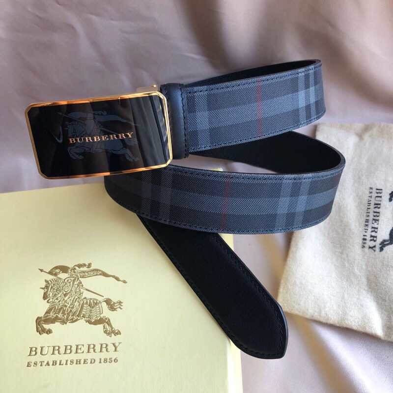 Burberry Men s cowhide belt resin craft logo war horse metal buckle 3.5cm belt