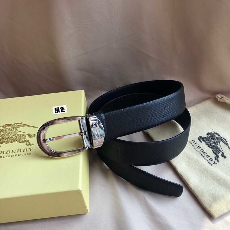 Burberry Men s black layer cowhide buckle 3.5cm men s belt