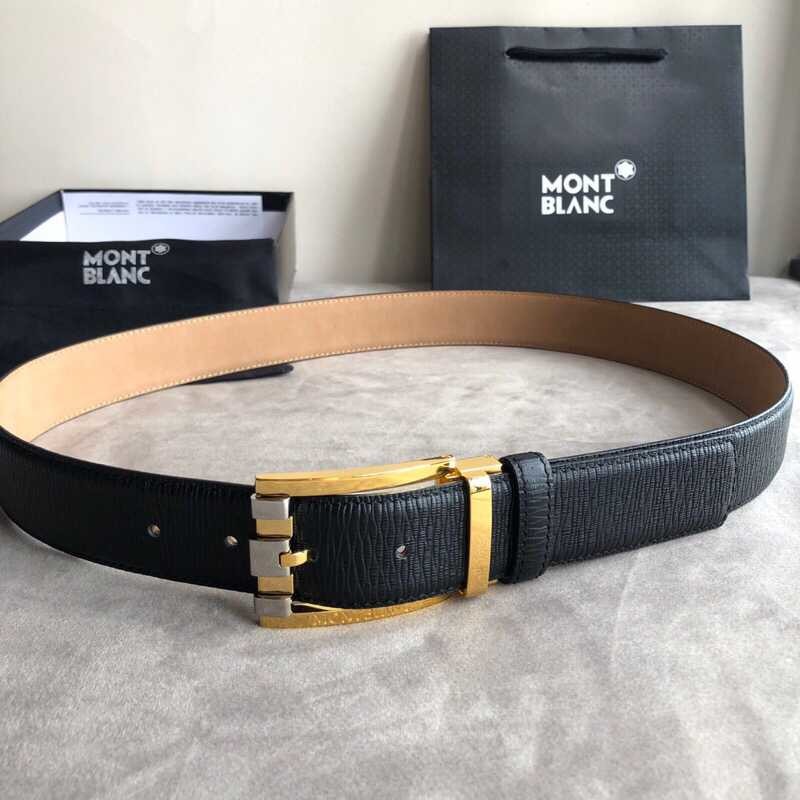 MontBlanc Exquisite color metal buckle cowhide (Germany) men s belt width: 3.5cm