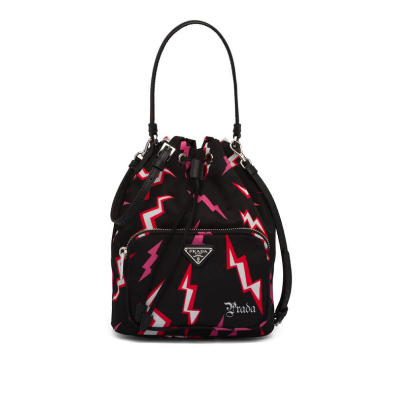 Prada Lightning Print Nylon Shoulder Bag 1BH038