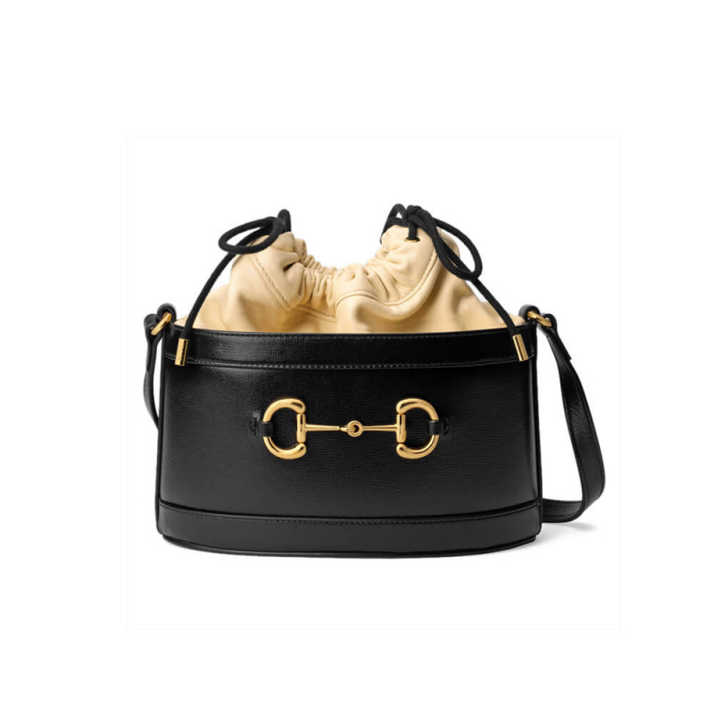 Gucci 1955 Horsebit Bucket Bag 602118 Black/Butter