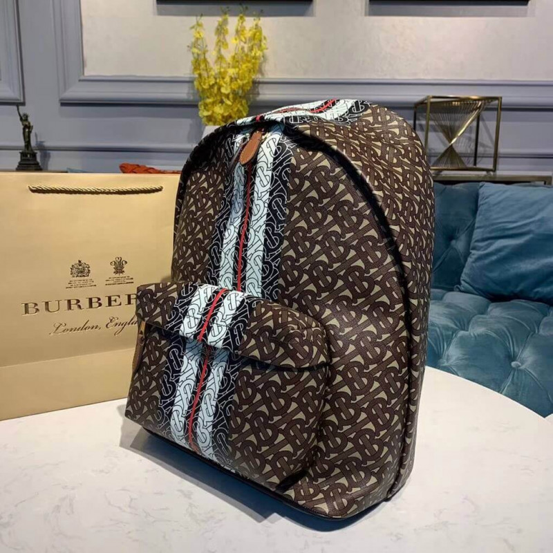 Burberry Monogram Stripe Print E-canvas Backpack 80186511