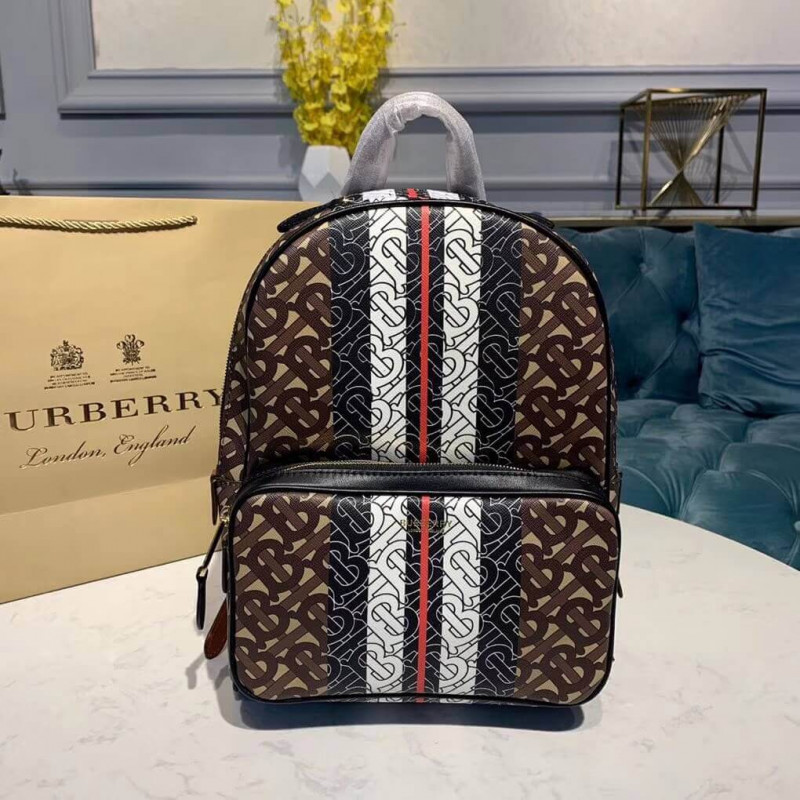 Burberry Monogram Stripe Print E-canvas Backpack 80193461