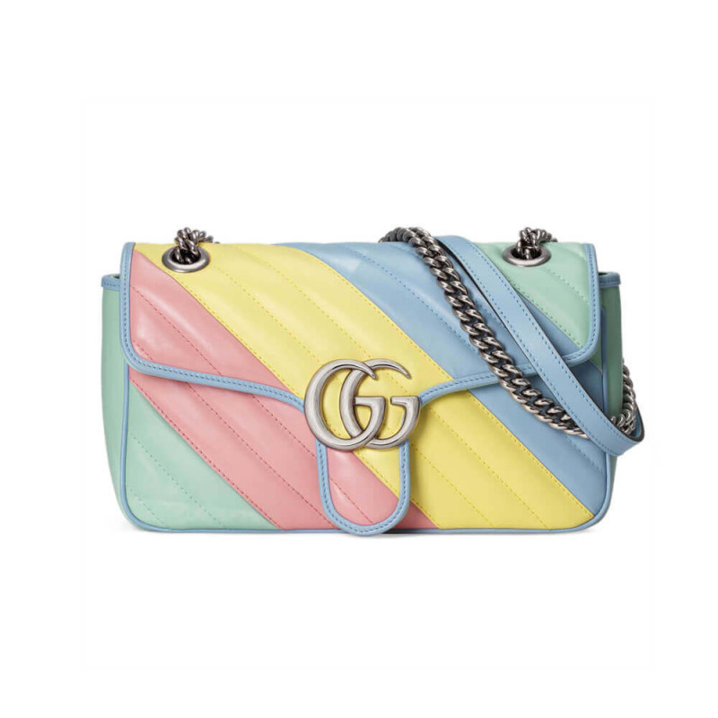 Gucci GG Marmont Small Shoulder Bag In Pastel And Rainbow 443497