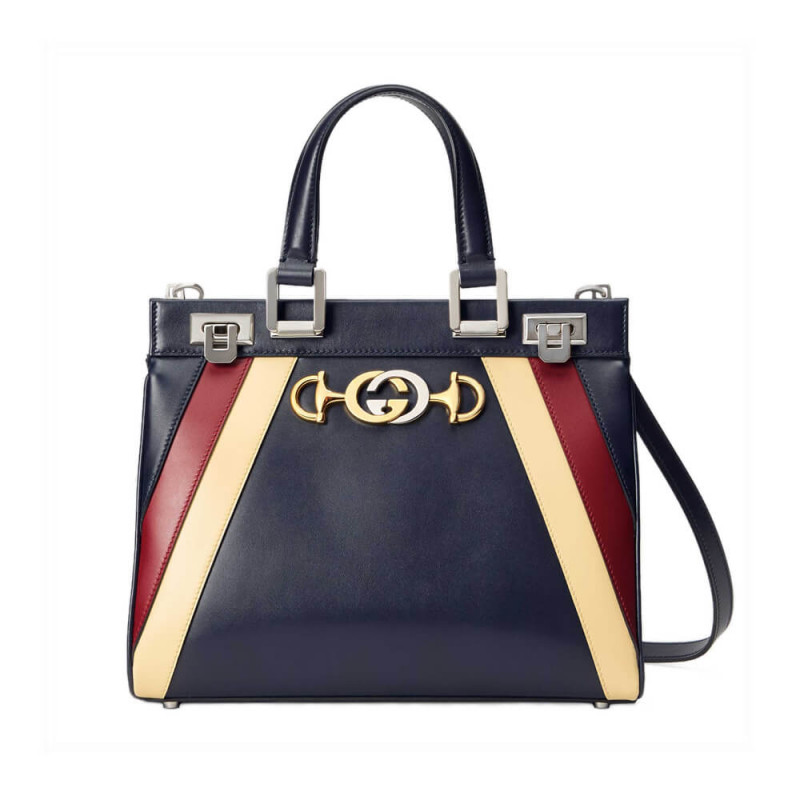 Gucci Zumi Smooth Leather With Stripes Small Top Handle Bag 569712