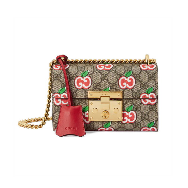 Gucci GG Apple Print Padlock Small Shoulder Bag 409487