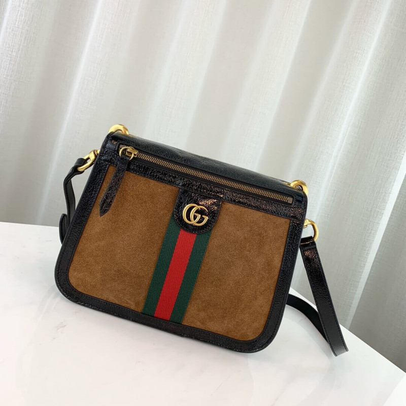 Gucci Ophidia Web Suede Saddle Bag 523658