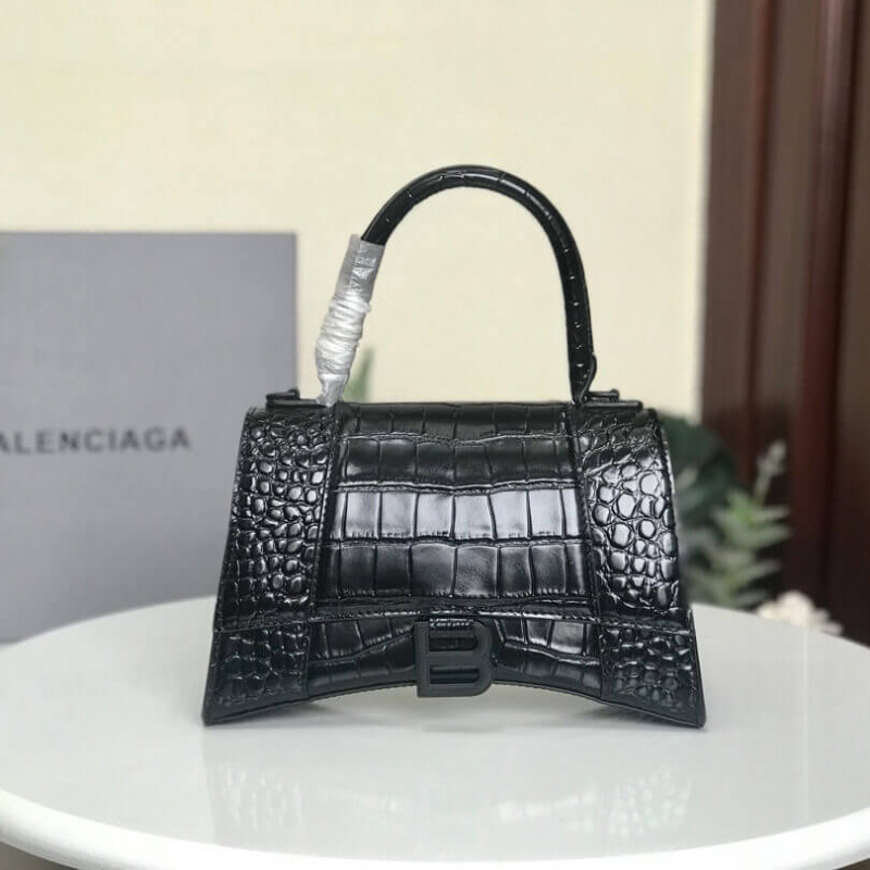 Balenciaga Hourglass S Croc-Effect Leather Tote