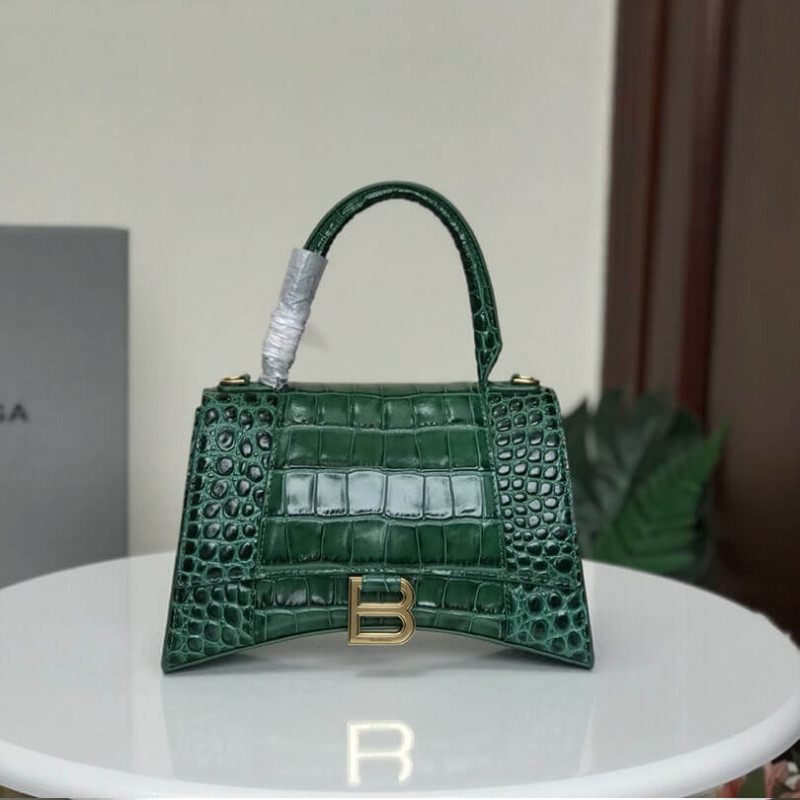 Balenciaga Hourglass S Croc-Effect Leather Tote