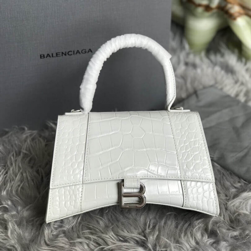 Balenciaga Hourglass S Croc-Effect Leather Tote