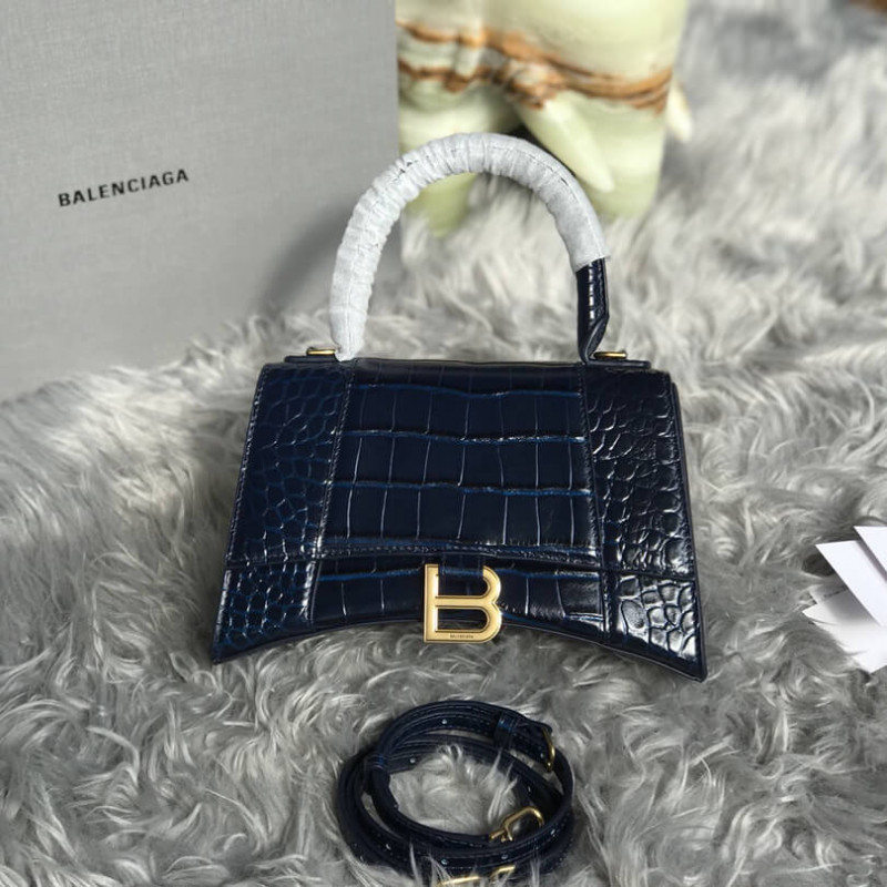 Balenciaga Hourglass S Croc-Effect Leather Tote