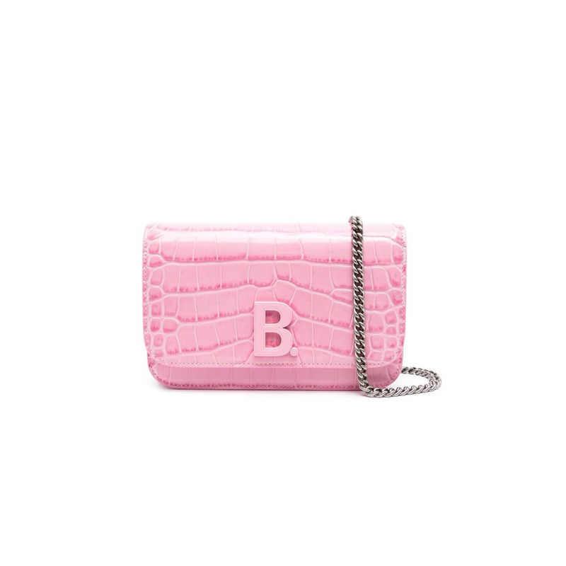 Balenciaga B Croc-Embossed Wallet On Chain