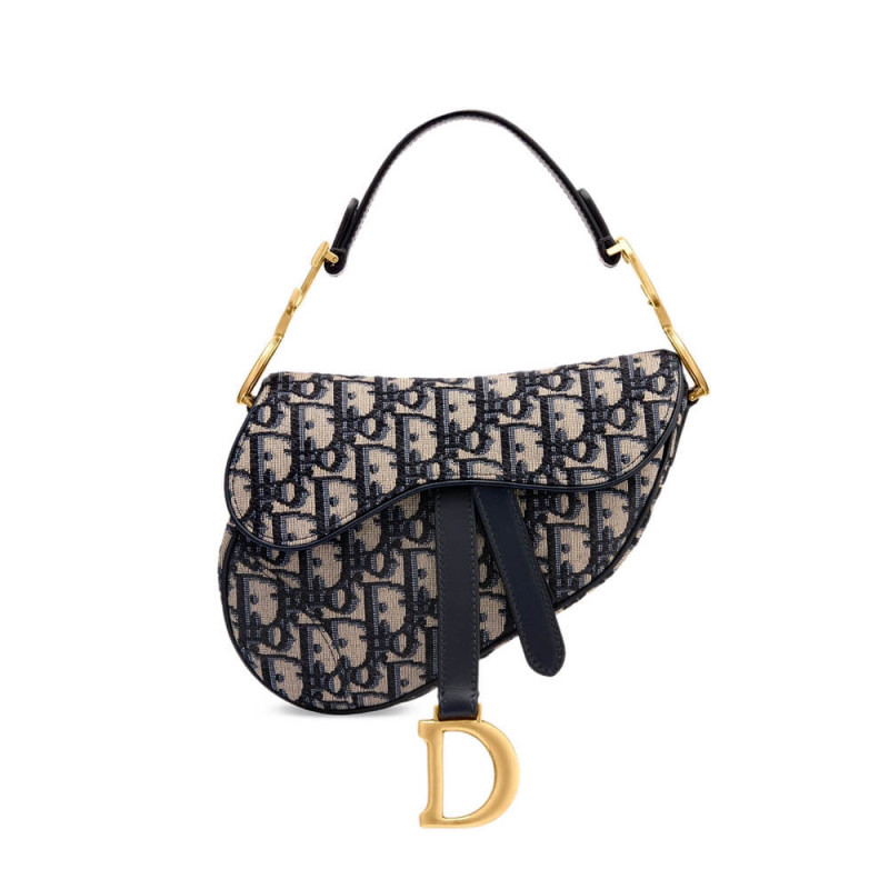 Dior Mini Saddle Bag Blue Oblique Jacquard M0447