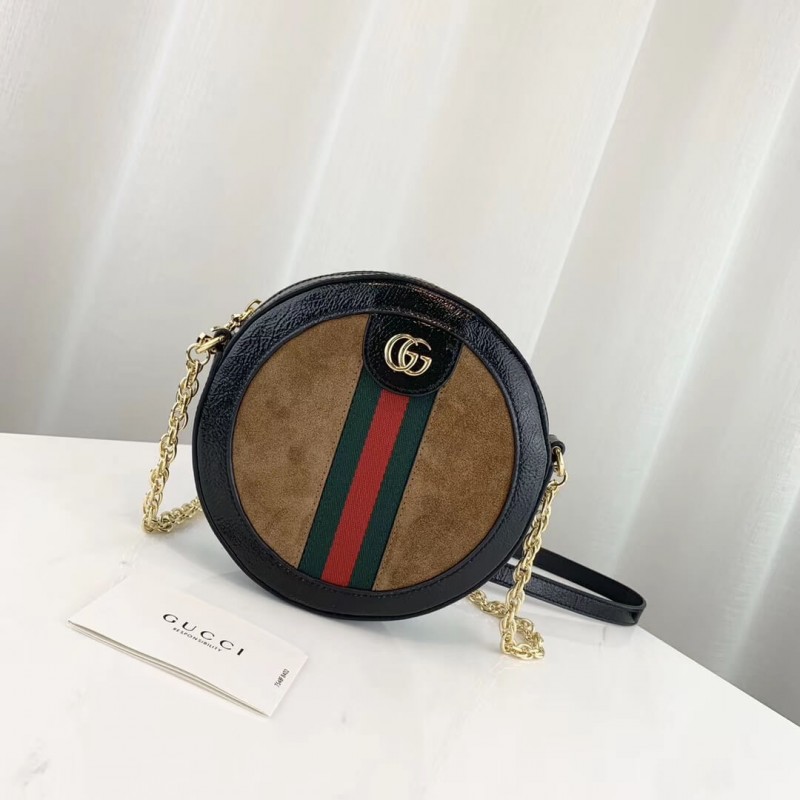 Gucci Suede Ophidia Mini Round Shoulder Bag 550618