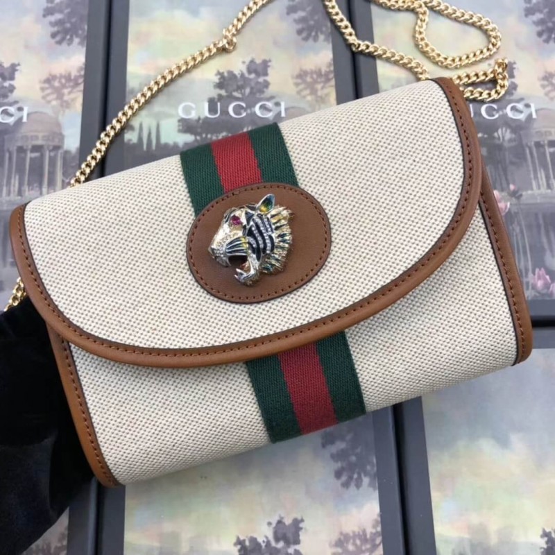 Gucci Vintage Canvas Rajah Mini Bag 573797 Beige