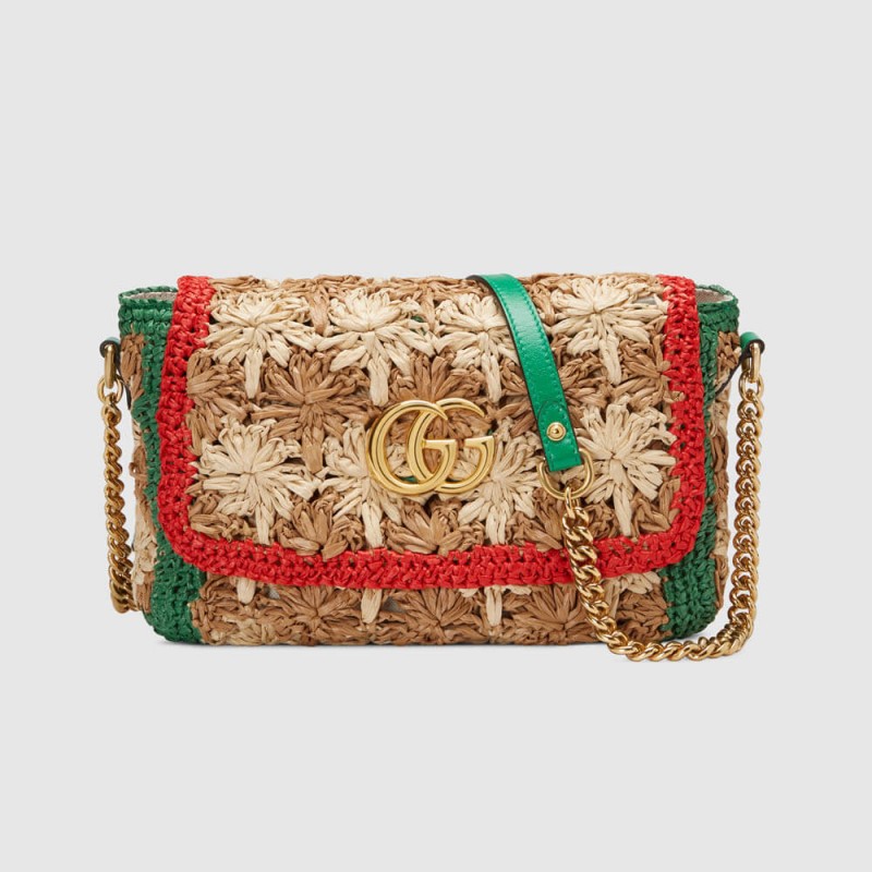 Gucci GG Marmont Raffia Small Shoulder Bag 574433