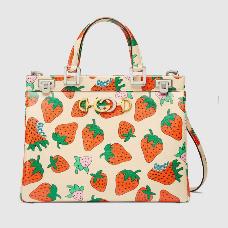 Gucci Zumi Strawberry Print Medium Top Handle Bag 564714