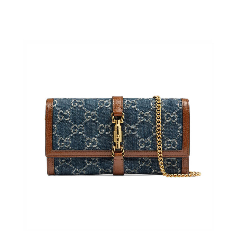 Gucci Jackie 1961 Chain Wallet 652681 in Blue Denim