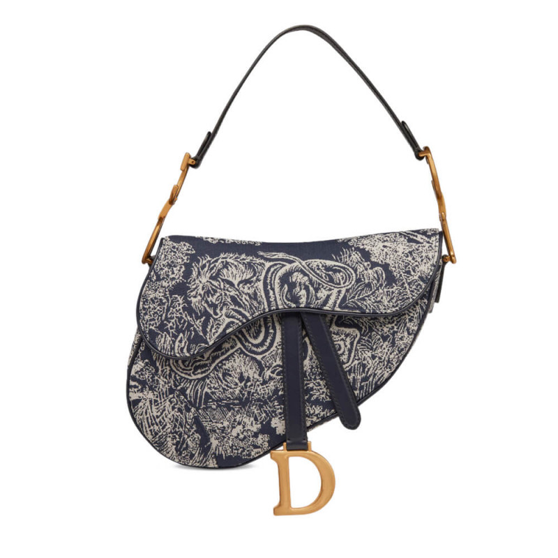 Christian Dior Saddle Bag Toile de Jouy Reverse Jacquard M0446