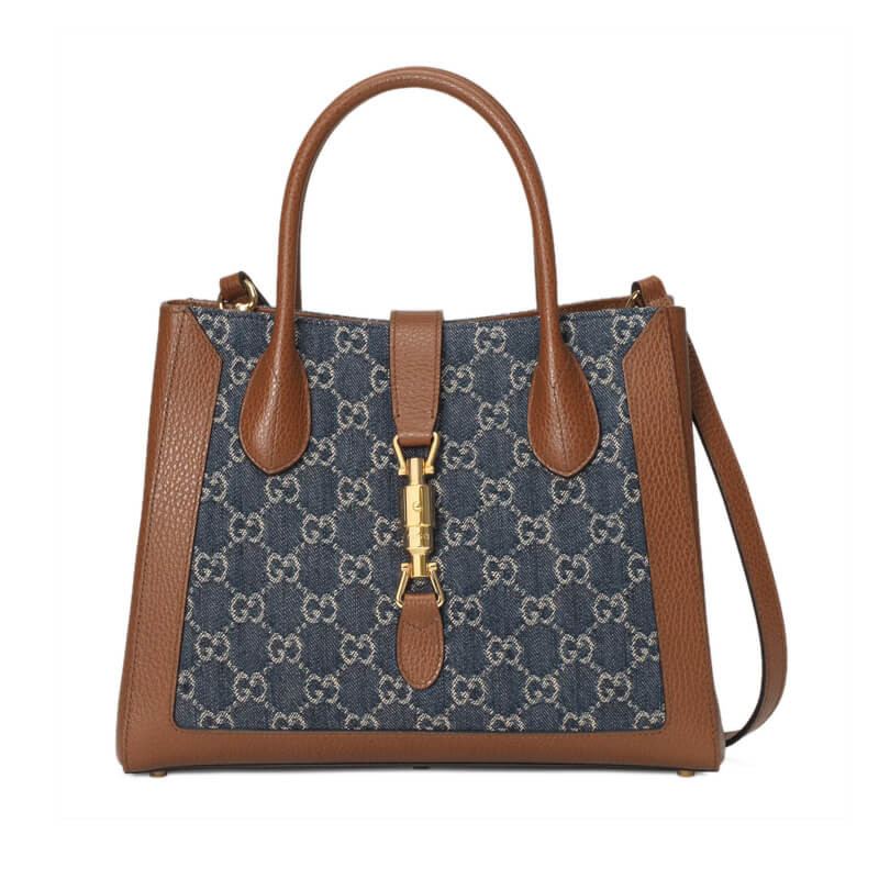 Gucci Jackie 1961 Medium Tote Bag in Blue Denim 649016