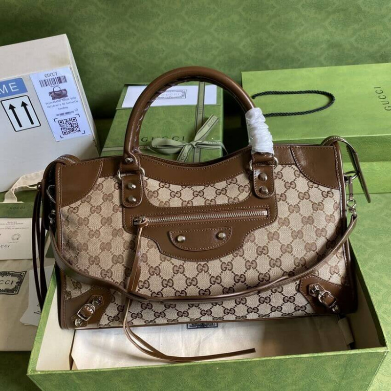 Gucci x Balenciaga GG Canvas City Bag 38cm 658597