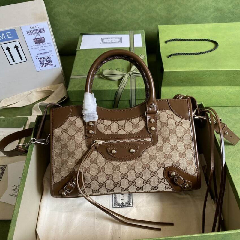 Gucci x Balenciaga GG Canvas City Bag 30cm 658598