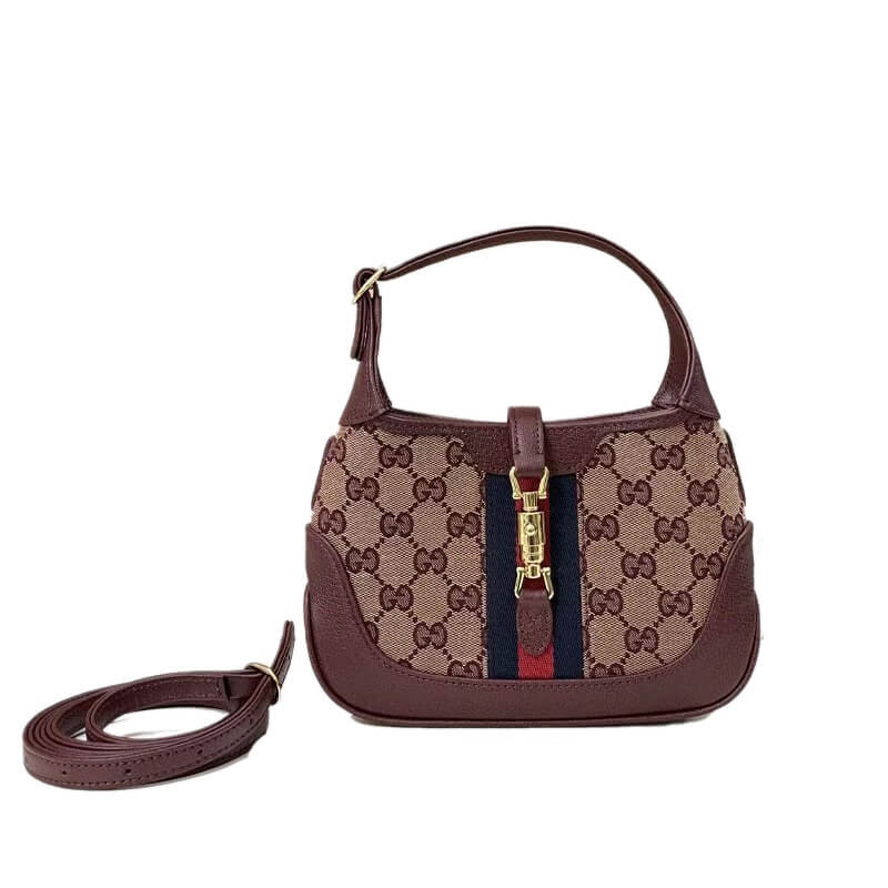 Gucci Jackie 1961 Mini Shoulder Bag 637092 in Burgundy GG Canvas