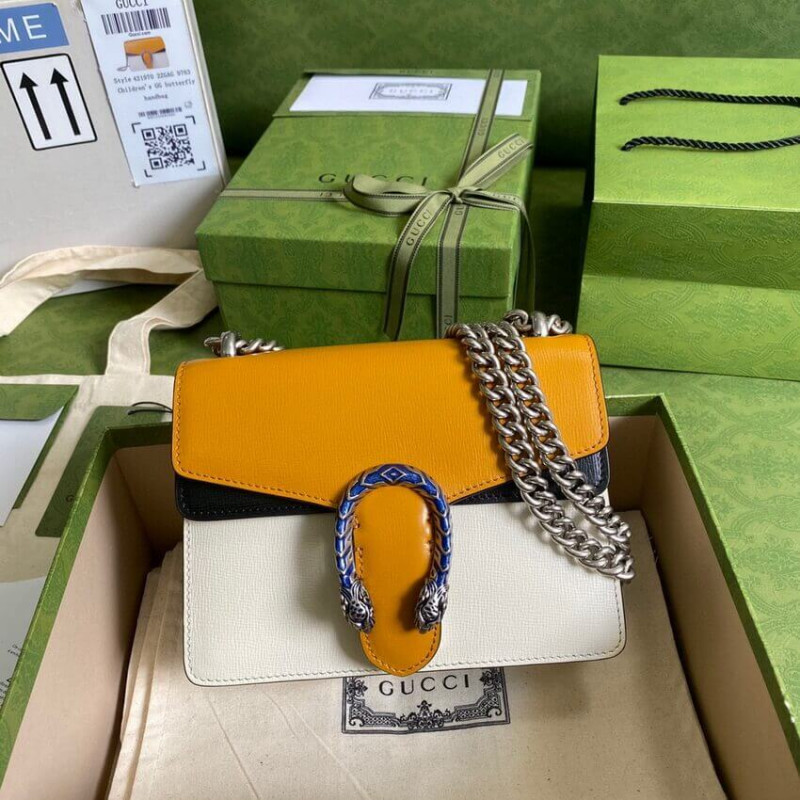 Gucci Dionysus Mini Bag 421970 Orange White Leather