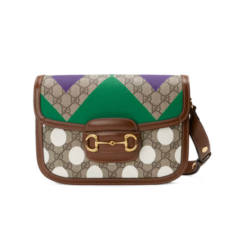 Gucci Horsebit 1955 Shoulder Bag With Geometric Print 602204