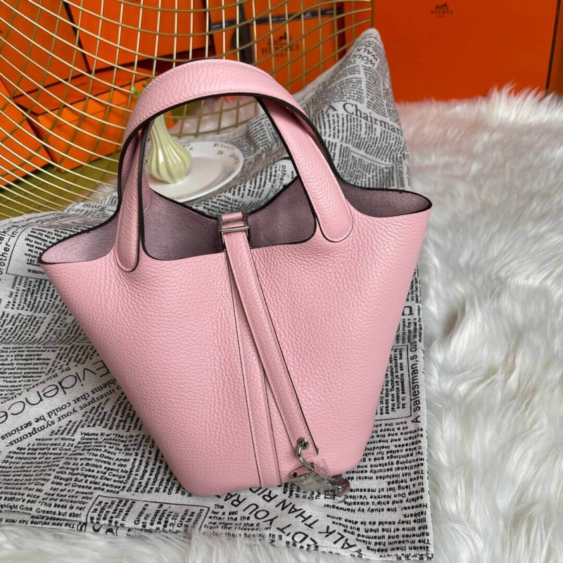 Hermes Picotin Lock Bag in Taurillon Clemence 3Q Rose Sakura