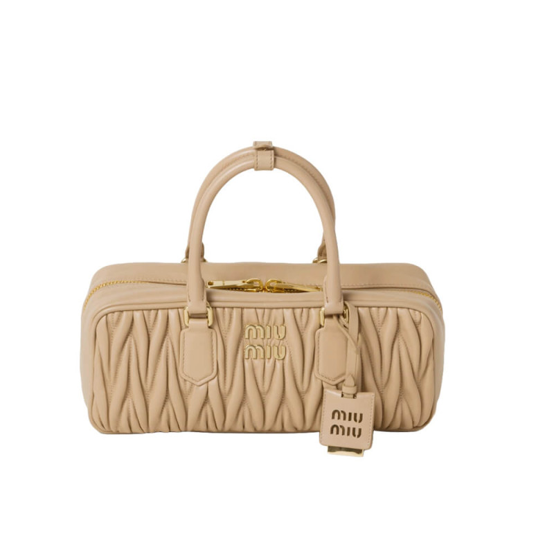 Miu Miu Arcadie Matelasse Nappa Leather Bag 5BB148 Sand Beige