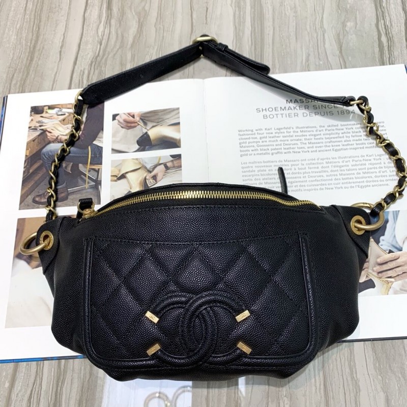 Chanel Quilted Caviar Clafskin Waist Bag S0929