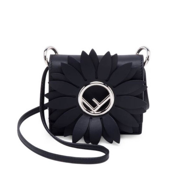 Fendi Micro Kan I Logo Gerbera Leather Shoulder Bag 8BS003