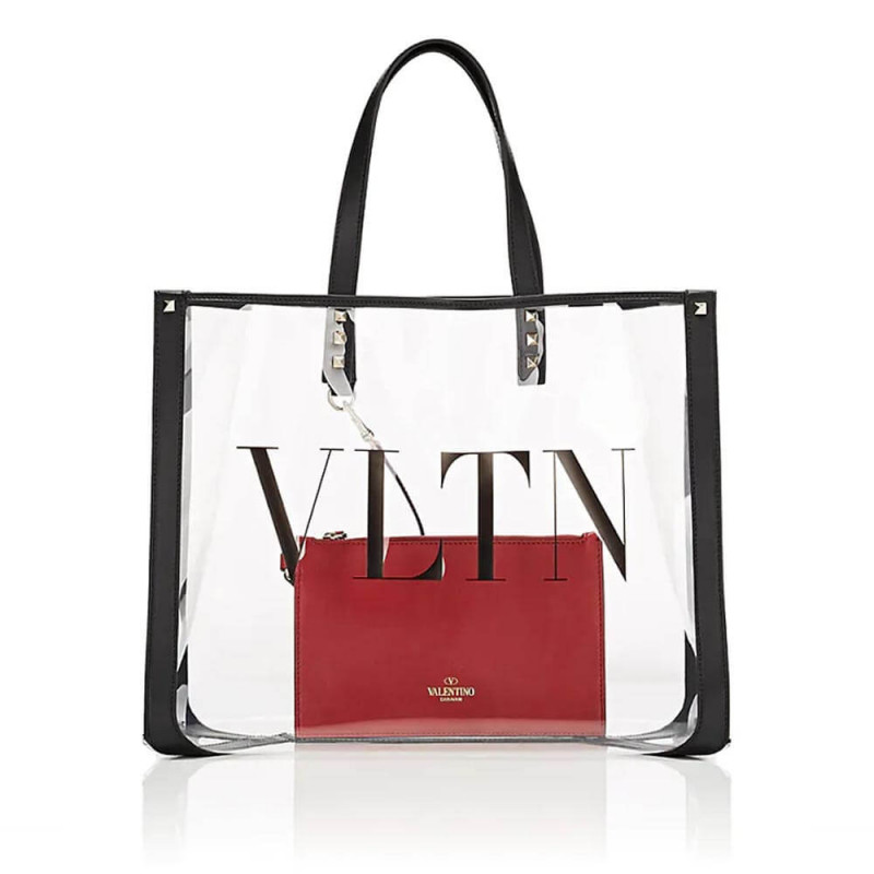 Valentino Garavani Grande Plage Small PVC &amp; Leather Tote Bag 9006