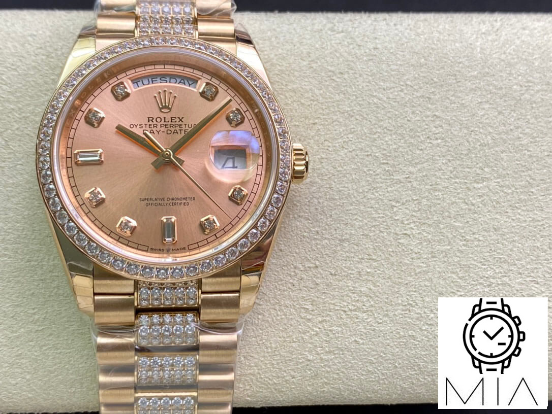 Rolex Day Date M128345RBR-0020 EW Factory Diamond-Set Bezel
