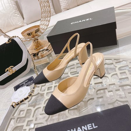 Chanel color block block heel sandals